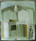 Dipinto a tecnica mista di cm.70x50 denominato Strutture realizzato da Elsa Delise nel 2001