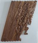 Opera di Fabio Benatti denominata Podgora realizzata nel 2014 in legno di noce di cm 130x130