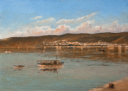 Dipinto a olio su tela di cm.50x70 denominato Panorama del golfo di Trieste realizzato nel 2012 da Fabio Colussi