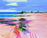 Dipinto a olio su tela di cm.70x60 denominato La spiaggia rosa realizzato da Giovanni Centazzo nel 2015
