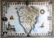 Opera di Aldo Bressanutti realizzata su carta che rappresenta geograficamente l'Istria