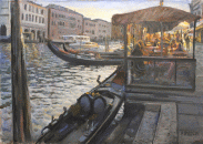 Dipinto a olio su tela di cm.50x70 denominato Tramonto sul Canal grande realizzato da Roberto Budicin nel 2013