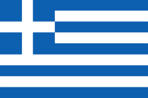 Bandiera della Grecia a righe bianche e blu con in alto a sinistra una croce bianca al centro di un rettangolo blu