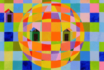 Pittura alchidica su tela di cm 100x150 denominata Due cerchi realizzata da Carlo Fontana nel 2012