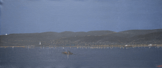 Dipinto a olio di cm. 35x80 e denominato Notturno a Trieste realizzato da Fabio Colussi nel 2015