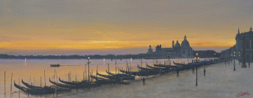 Dipinto a olio su faesite di cm 16x40 denominato Venezia realizzato da Fabio Colussi nel 2022