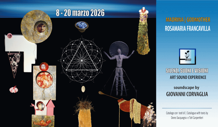 Locandina della Sonorizzazione d'arte Silenzi, suoni e visioni del musicista e compositore di paesaggi sonori Giovanni Corvaglia