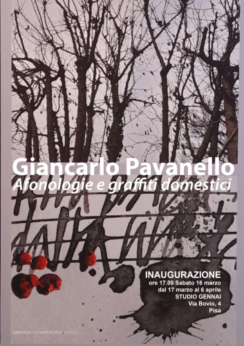 Locandina della mostra Afonologie e graffiti domestici di Giancarlo Pavanello