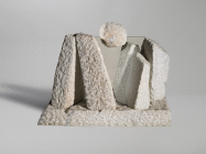 Opera in vetro e marmo di cm 50x67x30 denominata Studio per itinerario nel vuoto realizzata da Giancarlo Sangregorio nel 1983