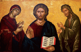 icona, Cristo Pantocratore, Madonna, San Giovanni Prodromos