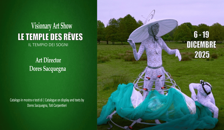 Locandina della mostra Le Temple des Rêves ovvero Il tempio dei sogni allestita a Lecce a dicembre 2025.