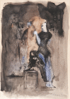 Dipinto ad acquerello di cm 31x22 denominato Il Fotografo realizzato da Leonor Fini negli, anni '60, collezione privata Trieste