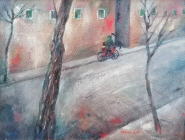 Dipinto a olio su tela di cm 40x50 denominato Bicicletta realizzato da Livio Rosignano nel 2008 