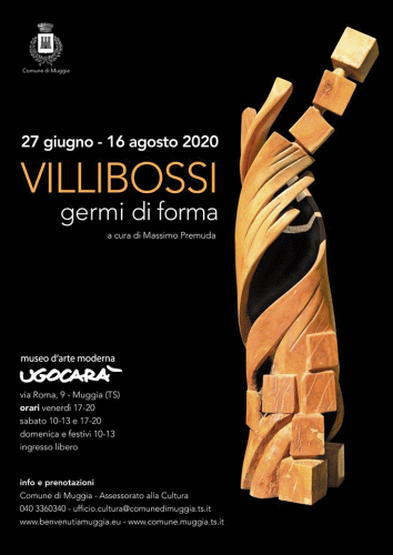 Locandina della mostra Germi di forma con esposizione di sculture e disegni di Villibossi al Museo d'Arte Moderna Ugo Carà di Muggia