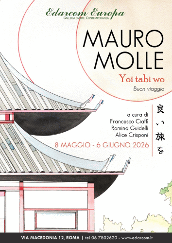 Locandina della mostra Yoi tabi wo con dipinti di Mauro Molle