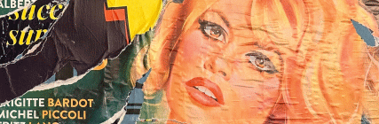 Opera di Mimmo Rotella con protagonista Brigitte Bardot