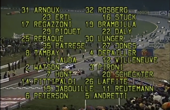 Piloti alla partenza nel circuito di Zeltweg in Austria, durante il Gran Premio del 1978