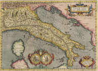 Incisione con Italia nell'Atlante Parergon del 1595