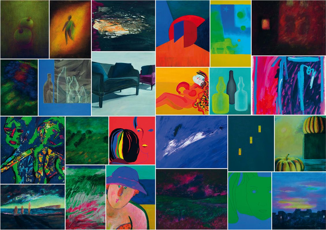 Composizione con le opere nella mostra Cum Discipulis di Gabriella Capodiferro alla Galleria Arianna Sartori di Mantova a gennaio 2020