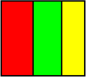 Composizione geometrica a tre colori rosso verde giallo