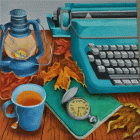 Dipinto in acrilico su tela di cm 40x40 denominato Il riposo dello scrittore realizzato da Riccardo Bossi nel 2019