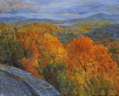 Dipinto olio su tavola di cm 21x26 denominato Tramonto a Monrupino realizzato da Roberto Budicin nel 2021