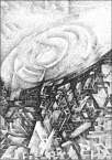 Opera grafica di Emanuele Grassi denominata Luce sulla catastrofe